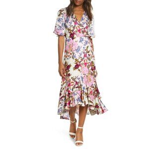 Adelyn Rae Abbi Mix Floral Wrap Dress Large